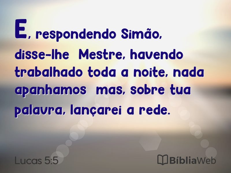 Lucas 5:5 em imagem para compartilhar