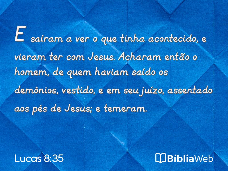 Lucas 8:35 em imagem para compartilhar