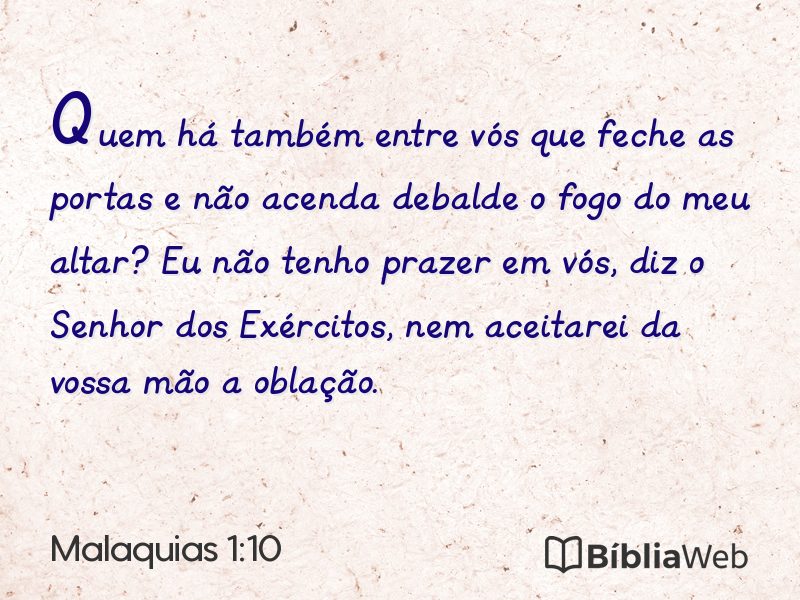 Malaquias 1:10 em imagem para compartilhar