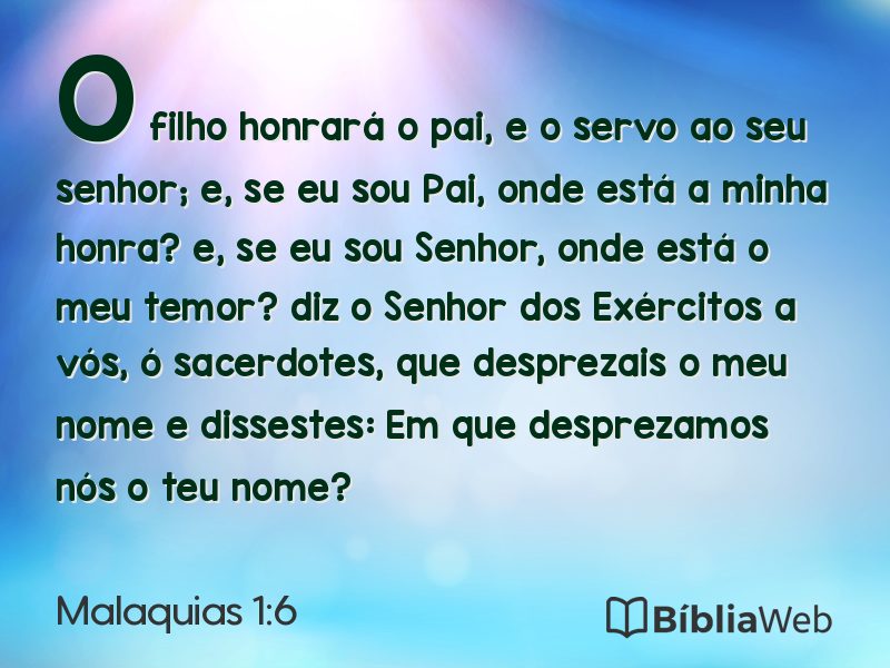 Malaquias 1:6 em imagem para compartilhar