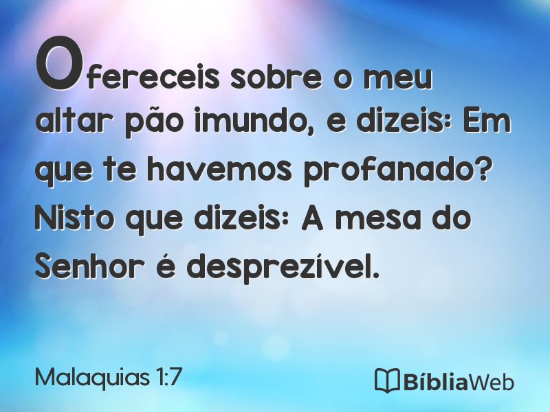 Malaquias 1:7 em imagem para compartilhar