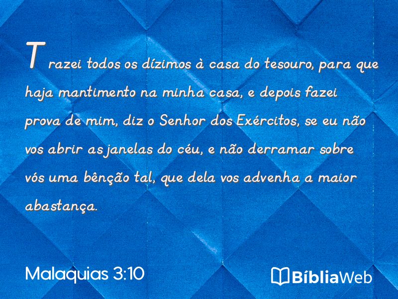 Malaquias 3:10 em imagem para compartilhar