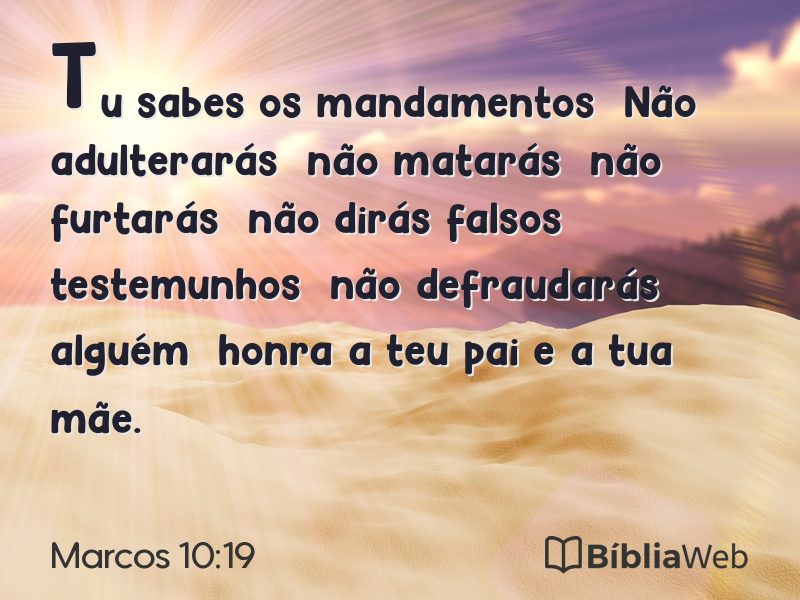 Marcos 10:19 em imagem para compartilhar