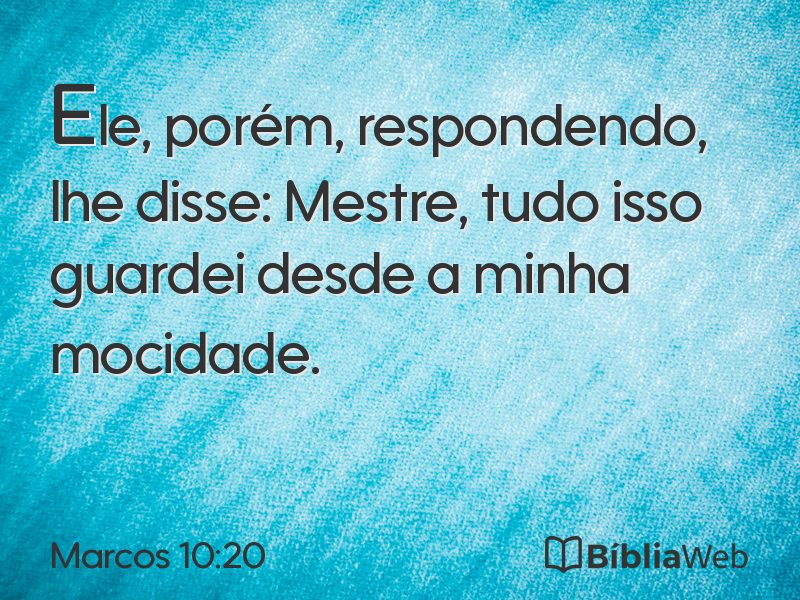 Marcos 10:20 em imagem para compartilhar