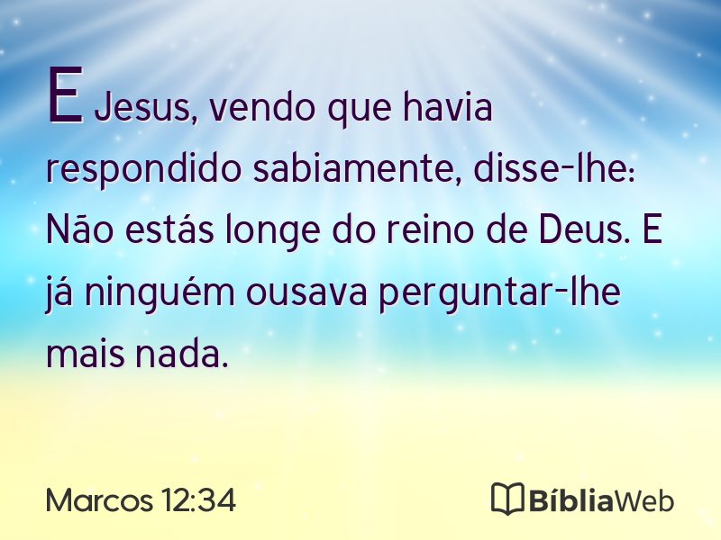 Marcos 12:34 em imagem para compartilhar