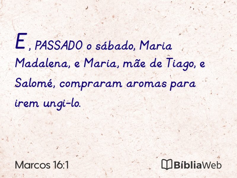 Marcos 16:1 em imagem para compartilhar
