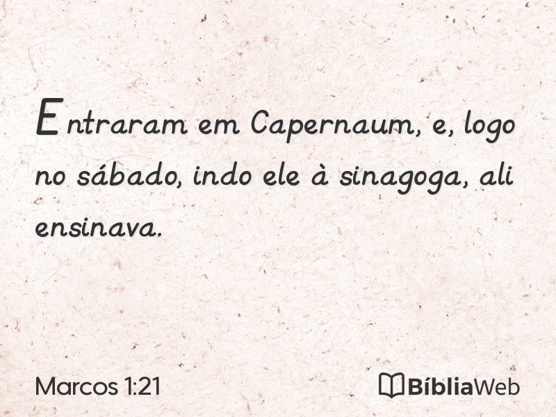 Marcos 1:21 em imagem para compartilhar