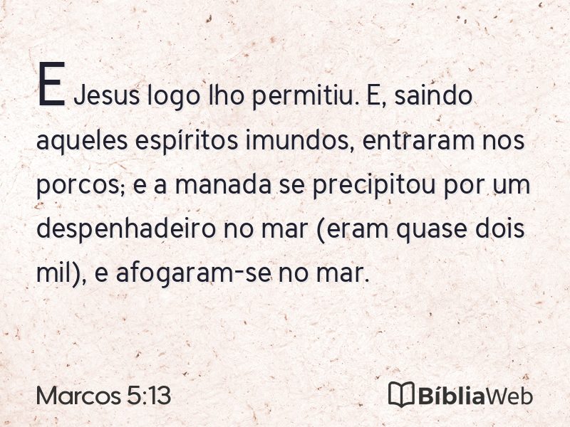 Marcos 5:13 em imagem para compartilhar