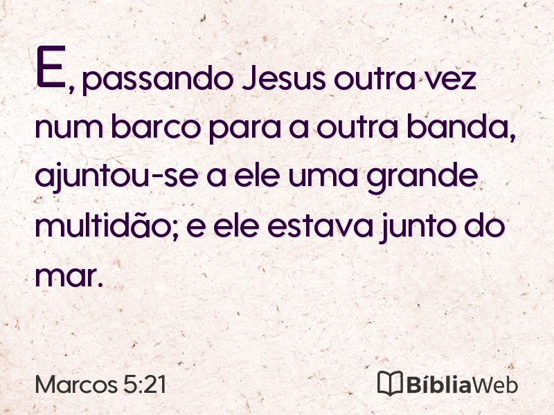 Marcos 5:21 em imagem para compartilhar