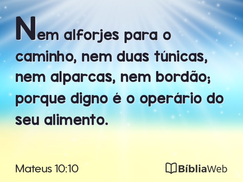 Mateus 10:10 em imagem para compartilhar
