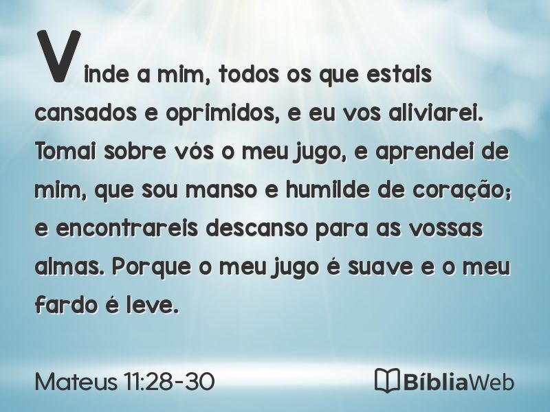 Mateus 11:28-30 em imagem para compartilhar