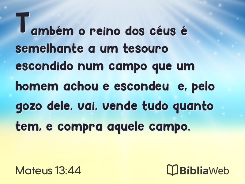 Mateus 13:44 em imagem para compartilhar