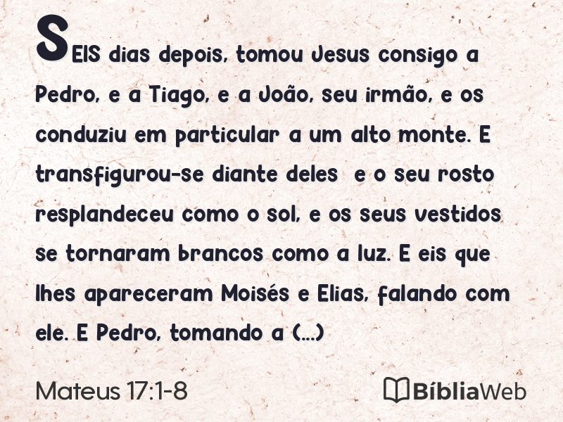 Mateus 17:1-8 em imagem para compartilhar