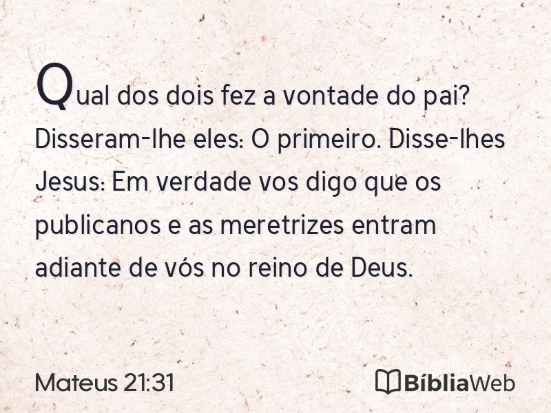 Mateus 21:31 em imagem para compartilhar