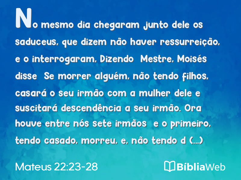 Mateus 22:23-28 em imagem para compartilhar