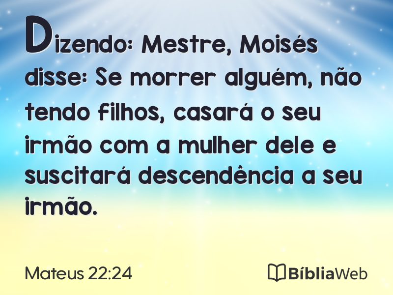 Mateus 22:24 em imagem para compartilhar
