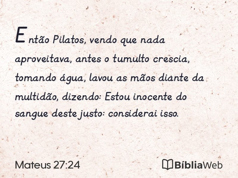 Mateus 27:24 em imagem para compartilhar