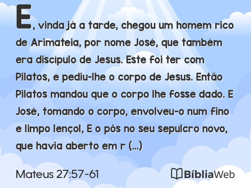 Mateus 27:57-61 em imagem para compartilhar