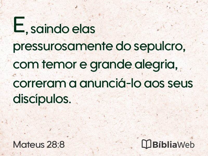 Mateus 28:8 em imagem para compartilhar