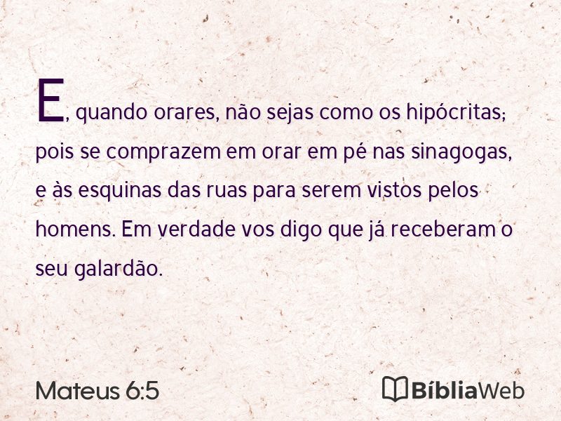 Mateus 6:5 em imagem para compartilhar