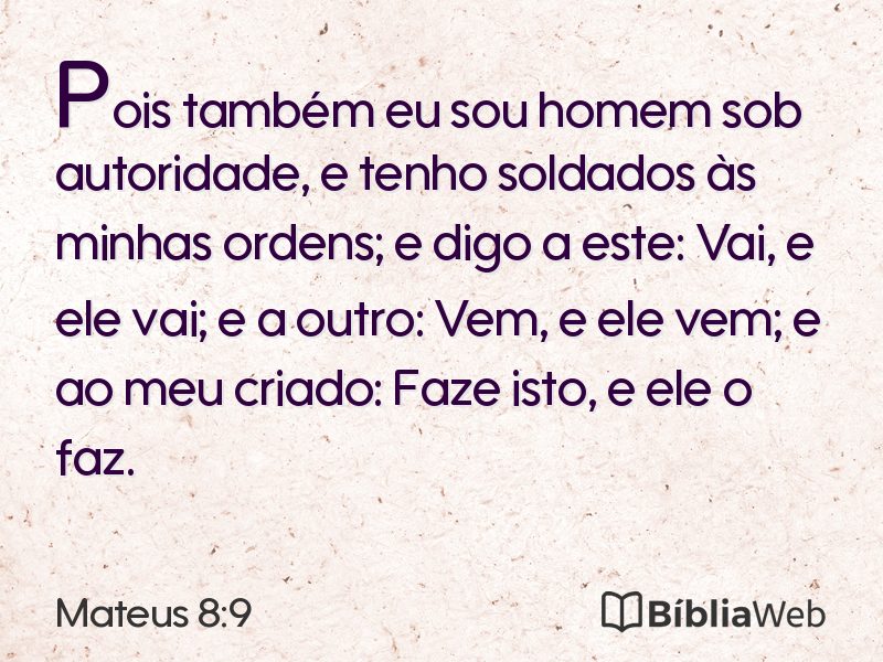 Mateus 8:9 em imagem para compartilhar