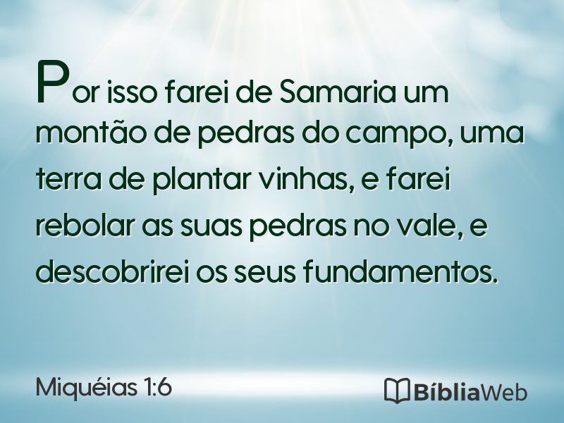 Miquéias 1:6 em imagem para compartilhar