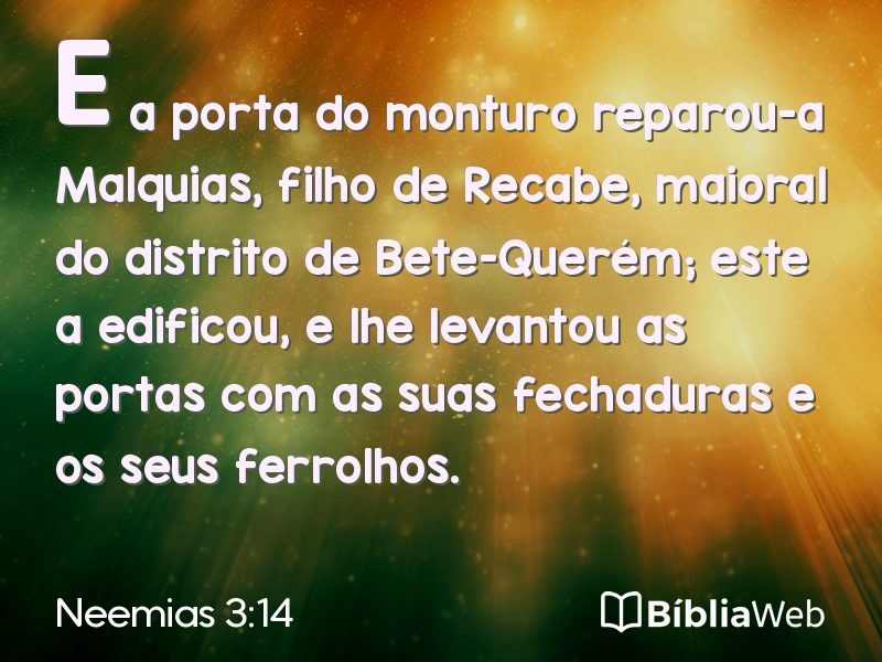 Neemias 3:14 em imagem para compartilhar