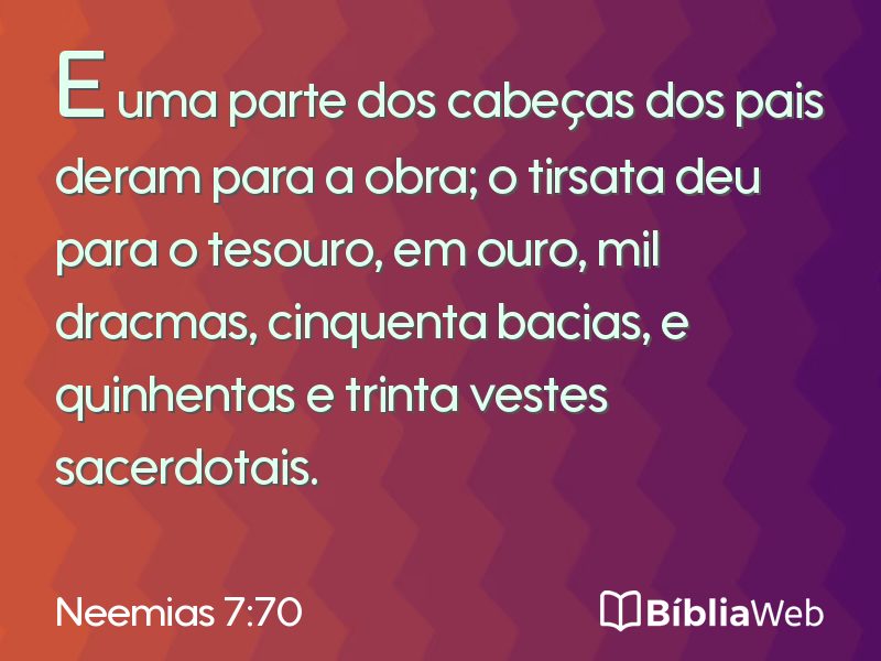 Neemias 7:70 em imagem para compartilhar