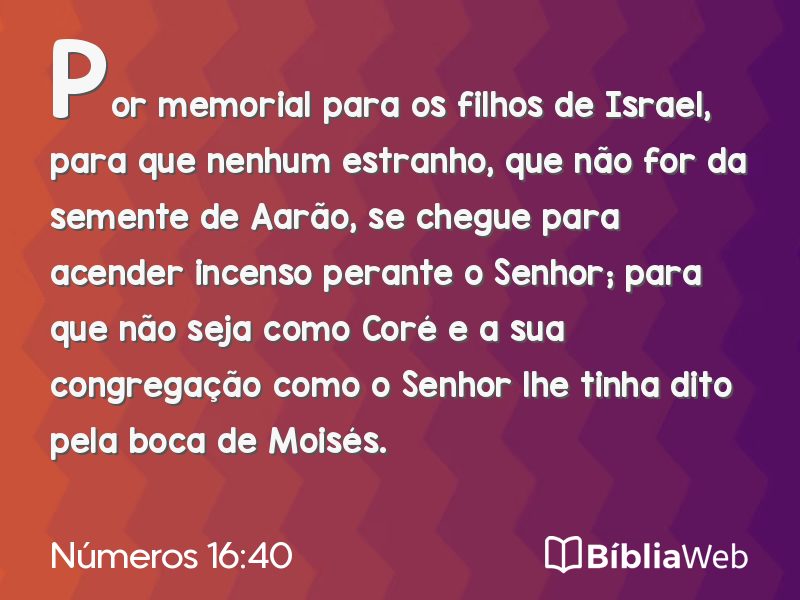 Números 16:40 em imagem para compartilhar