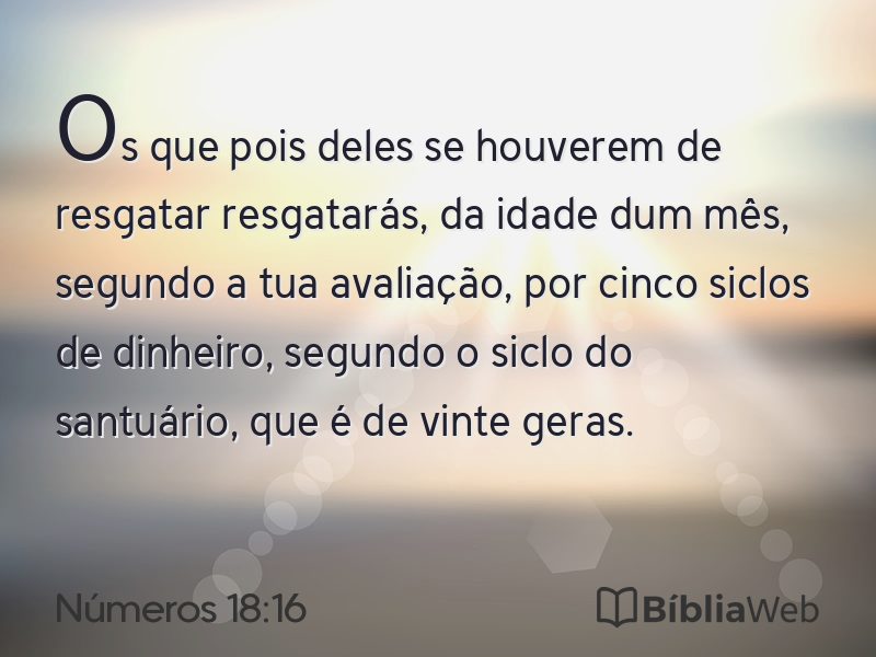 Números 18:16 em imagem para compartilhar