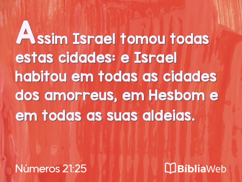 Números 21:25 em imagem para compartilhar