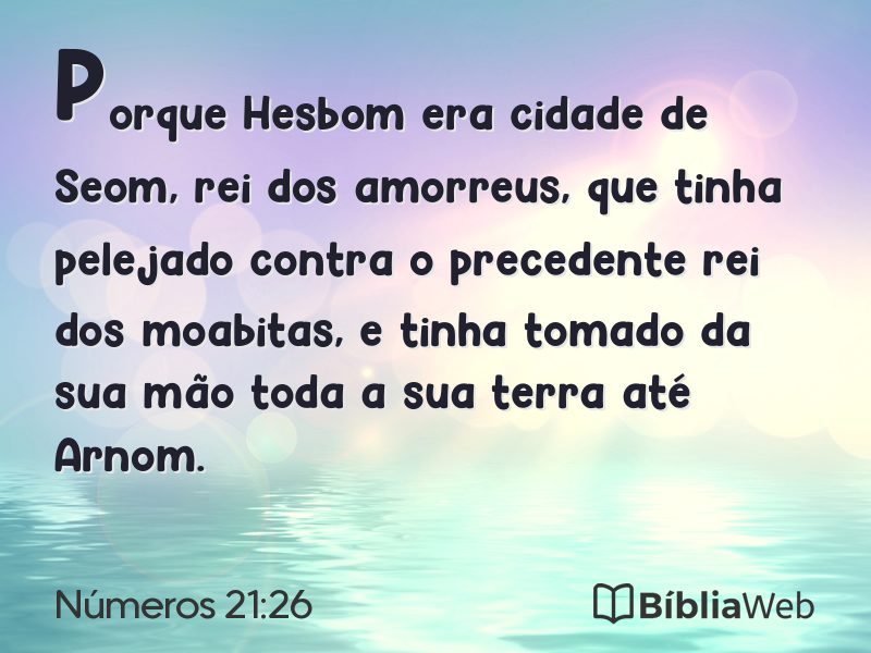 Números 21:26 em imagem para compartilhar