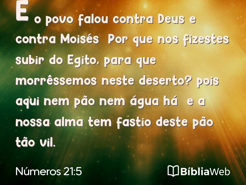 Números 21:5 em imagem para compartilhar