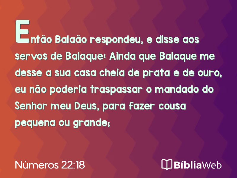Números 22:18 em imagem para compartilhar