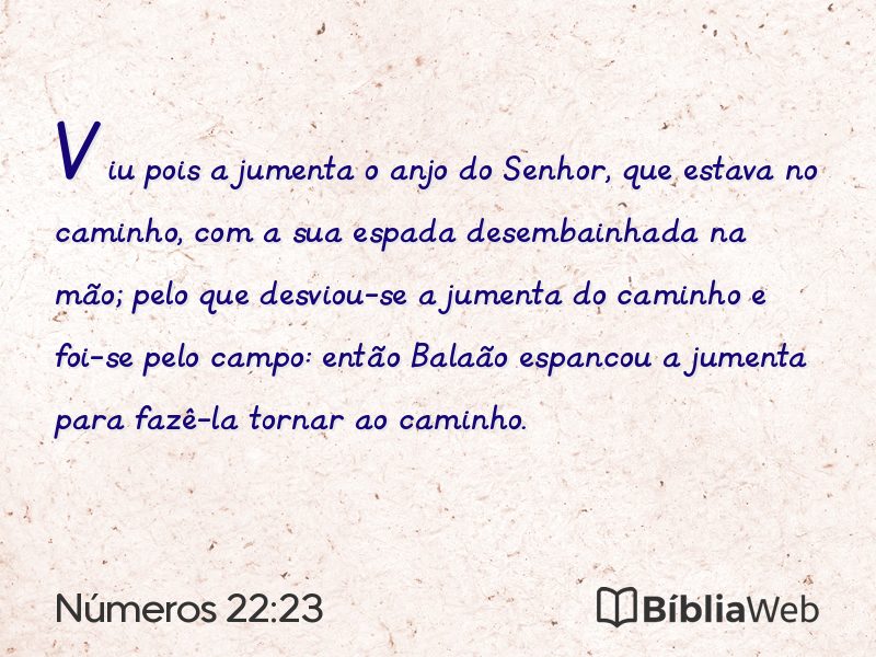 Números 22:23 em imagem para compartilhar