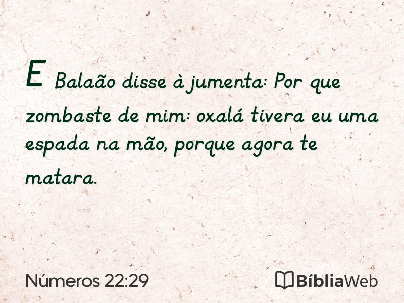 Números 22:29 em imagem para compartilhar
