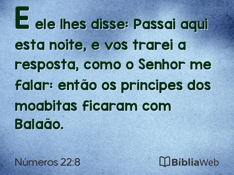 Números 22:8 em imagem para compartilhar