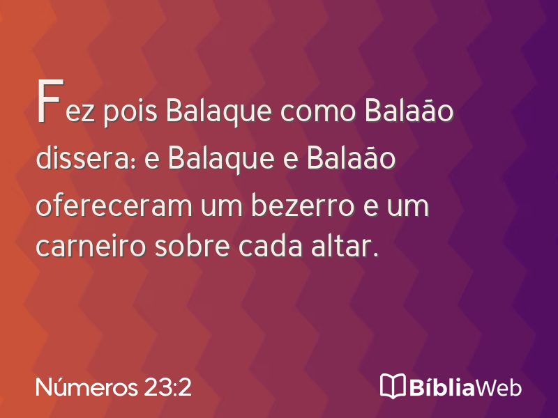 Números 23:2 em imagem para compartilhar