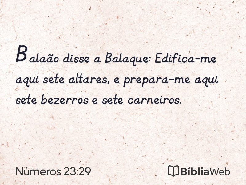 Números 23:29 em imagem para compartilhar
