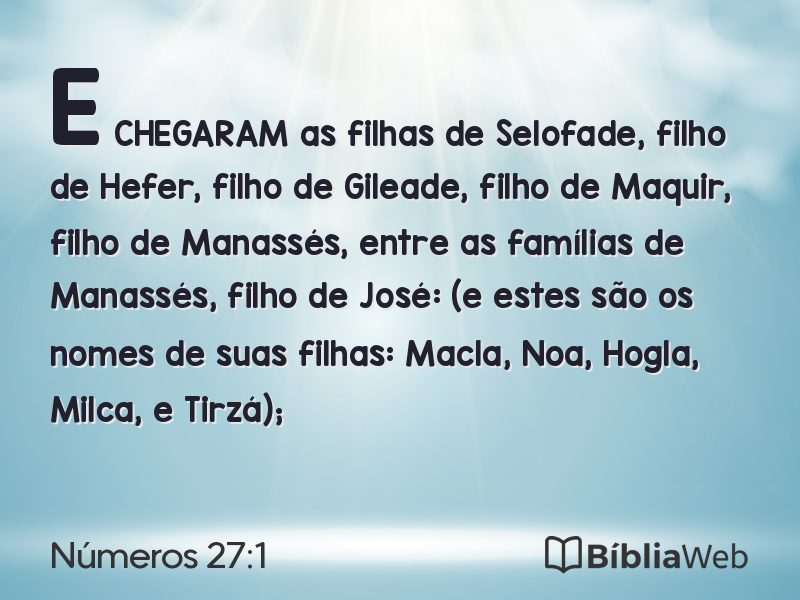 Números 27:1 em imagem para compartilhar