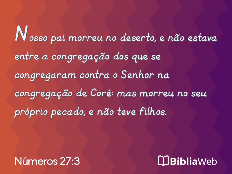 Números 27:3 em imagem para compartilhar