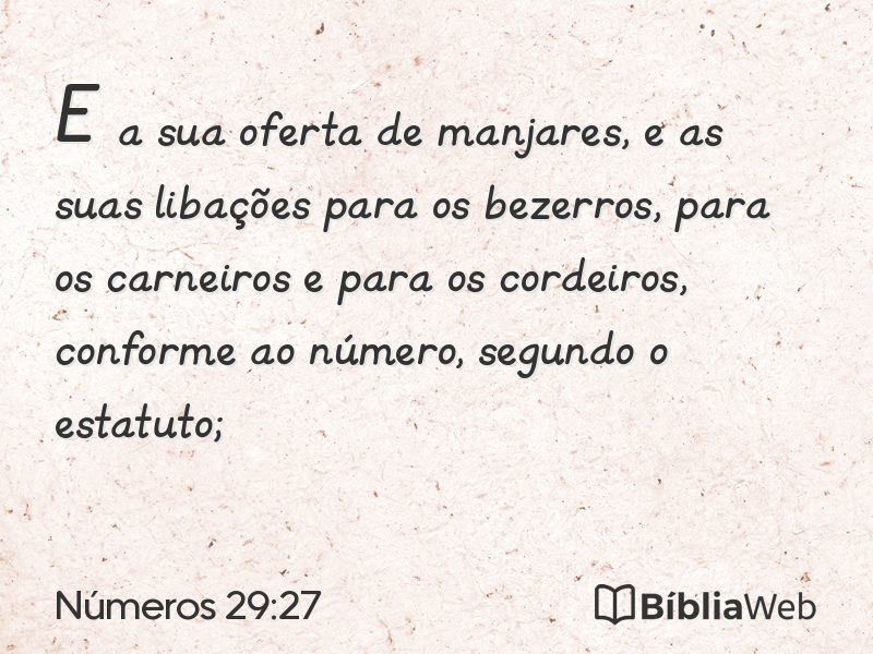 Números 29:27 em imagem para compartilhar