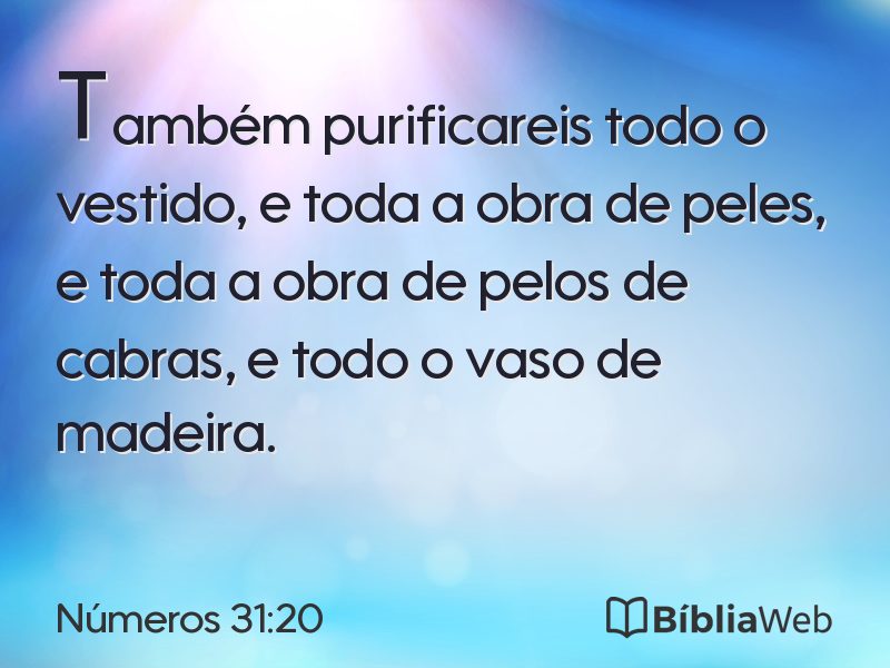 Números 31:20 em imagem para compartilhar
