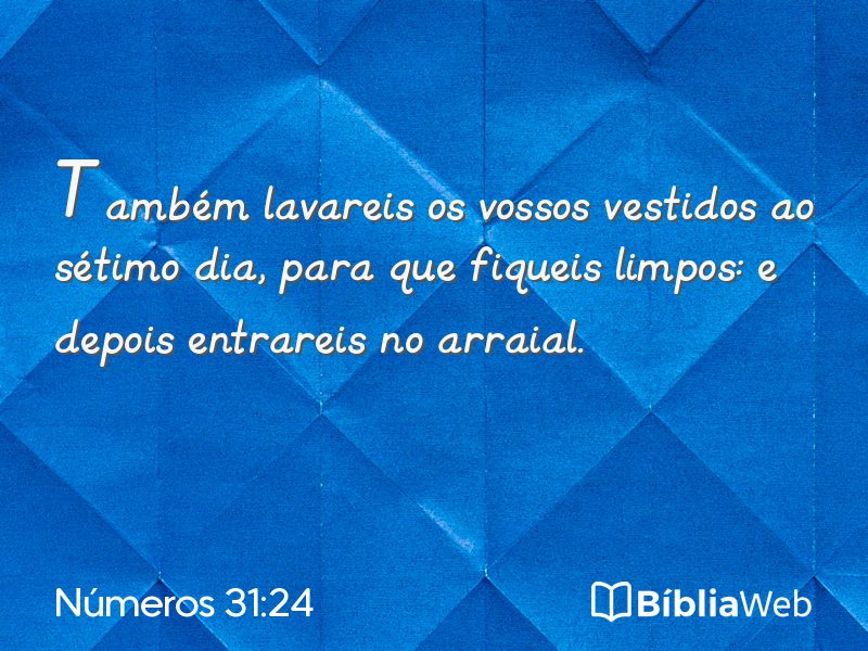 Números 31:24 em imagem para compartilhar