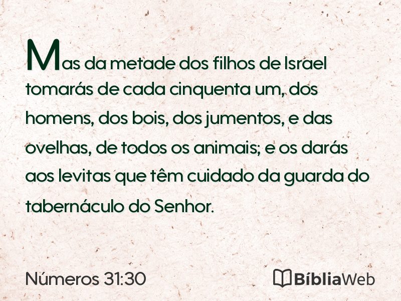 Números 31:30 em imagem para compartilhar