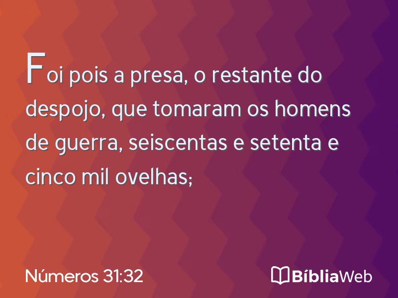 Números 31:32 em imagem para compartilhar
