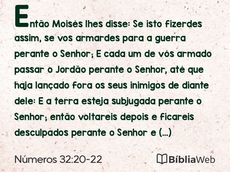 Números 32:20-22 em imagem para compartilhar
