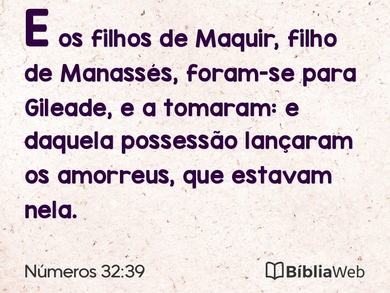 Números 32:39 em imagem para compartilhar