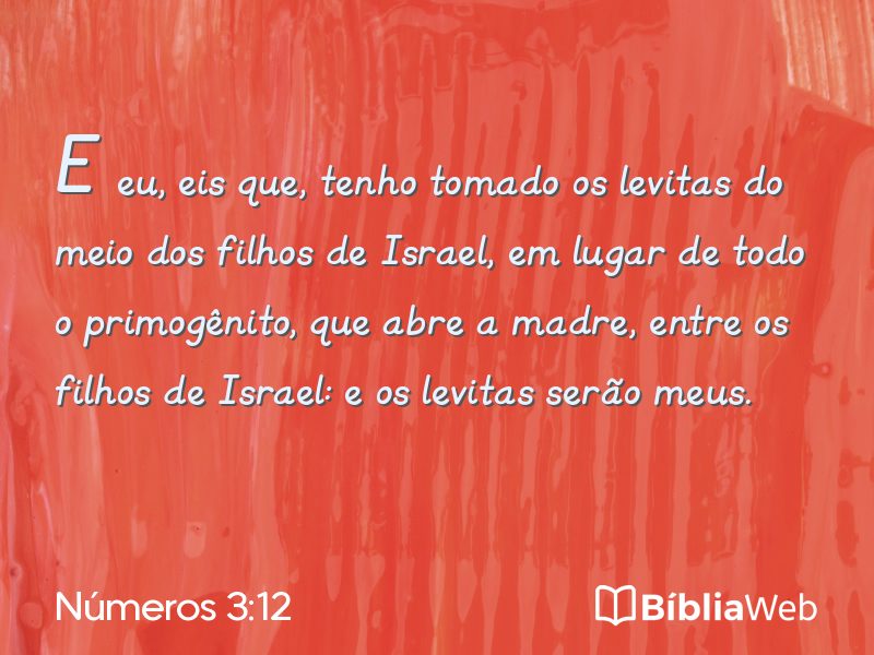 Números 3:12 em imagem para compartilhar