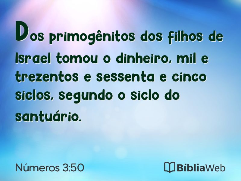 Números 3:50 em imagem para compartilhar